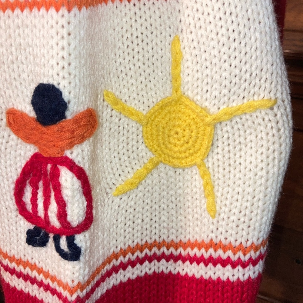 Vintage embroidered folk southwestern colorful sweater 100% acrylic large Korea - Picture 5 of 11